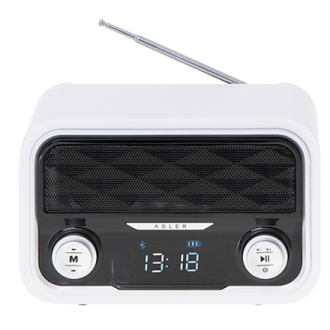 Adler Bluetooth Radio AD 1185 Display LCD, AUX in, White Adler Bluetooth Radio AD 1185 Display LCD, AUX in, White