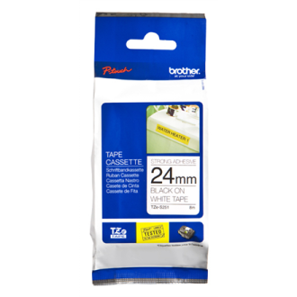 Brother TZe-S251 Strong Adhesive Laminated Tape Black on White, TZe, 8 m, 2.4 cm