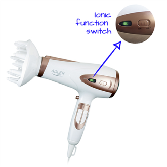 Adler Hair Dryer AD 2248 2400 W, Number of temperature settings 3, Ionic function, Diffuser nozzle, White Adler Hair Dryer AD 2248 2400 W, Number of temperature settings 3, Ionic function, Diffuser nozzle, White