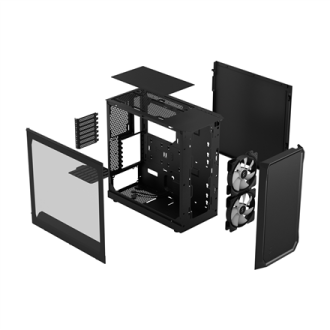 Fractal Design Focus 2 Side window RGB Black TG Clear Tint Midi Tower Power supply included No