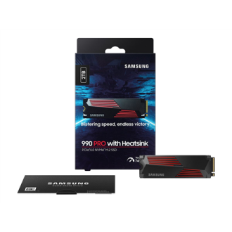 Samsung 990 PRO with Heatsink 2000 GB SSD form factor M.2 2280 SSD interface M.2 NVMe Write speed 6900 MB/s Read speed 7450 MB/s Samsung 990 PRO with Heatsink 2000 GB SSD form factor M.2 2280 SSD interface M.2 NVMe Write speed 6900 MB/s Read speed 7450 MB/s