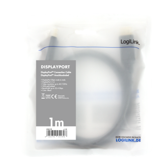 Logilink DisplayPort Cable Black DP to DP 1 m Logilink DisplayPort Cable Black DP to DP 1 m