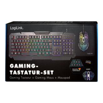 Logilink Gaming-Set, keyboard, mouse and mouspad ID0185 Keyboard, Mouse and Pad Set Wired Mouse included DE Numeric keypad Logilink Gaming-Set, keyboard, mouse and mouspad ID0185 Keyboard, Mouse and Pad Set Wired Mouse included DE Numeric keypad