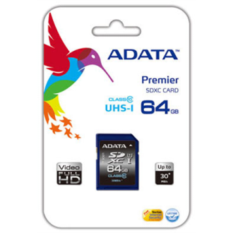 ADATA Premier 64 GB SDHC Flash memory class 10 No ADATA Premier 64 GB SDHC Flash memory class 10 No