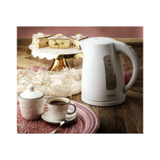 Camry | Kettle | CR 1255 | Standard | 2200 W | 1.7 L | Plastic | 360 rotational base | White Camry | Kettle | CR 1255 | Standard | 2200 W | 1.7 L | Plastic | 360 rotational base | White