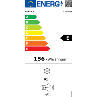 Gorenje | Freezer | F39EPW4 | Energy efficiency class E | Upright | Free standing | Height 84.2 cm | White Gorenje | Freezer | F39EPW4 | Energy efficiency class E | Upright | Free standing | Height 84.2 cm | White