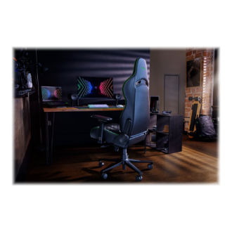 Razer Enki Gaming Chair with Enchanced Customization, Black/Green | Razer Ergonomic Gaming Chair Enki EPU Synthetic Leather Stee Razer Enki Gaming Chair with Enchanced Customization, Black/Green | Razer Ergonomic Gaming Chair Enki EPU Synthetic Leather Stee