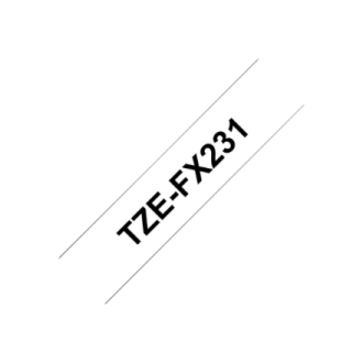 Brother | TZe-FX231 Flexible ID Laminated Tape | Black on White | TZe | 8 m | 1.2 cm Brother | TZe-FX231 Flexible ID Laminated Tape | Black on White | TZe | 8 m | 1.2 cm