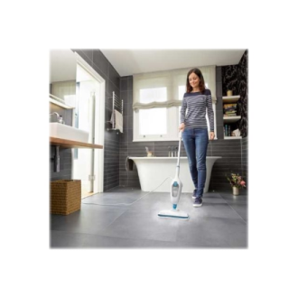 BLACK & DECKER | Steam mop | FSMH13E10-QS | Power 1300 W | Water tank capacity 0.38 L | White/Blue BLACK & DECKER | Steam mop | FSMH13E10-QS | Power 1300 W | Water tank capacity 0.38 L | White/Blue
