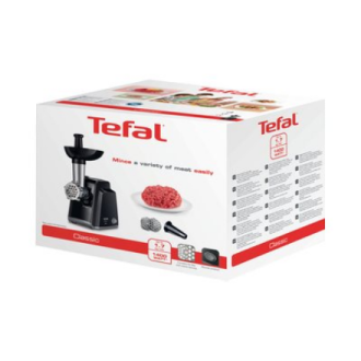 TEFAL | Meat mincer | NE105838 | Black | 1400 W | Number of speeds 1 | Throughput (kg/min) 1.7 | The set includes 3 stainless st TEFAL | Meat mincer | NE105838 | Black | 1400 W | Number of speeds 1 | Throughput (kg/min) 1.7 | The set includes 3 stainless st