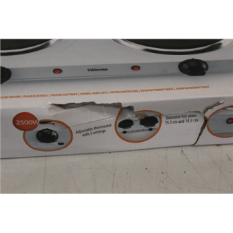 SALE OUT. Tristar KP-6245 Hot plate, 2 thermostats, 2 burners, 5 adjustable settings, Heat resisting housing, 1500W&1100W, White SALE OUT. Tristar KP-6245 Hot plate, 2 thermostats, 2 burners, 5 adjustable settings, Heat resisting housing, 1500W&1100W, White