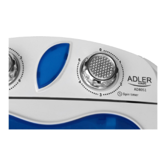 Adler | Washing machine | AD 8051 | Top loading | Washing capacity 3 kg | Unspecified RPM | Depth 37 cm | Width 38 cm | White/Bl Adler | Washing machine | AD 8051 | Top loading | Washing capacity 3 kg | Unspecified RPM | Depth 37 cm | Width 38 cm | White/Bl