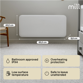 Mill | Heater | IB900DN Steel | Panel Heater | 900 W | Number of power levels 1 | Suitable for rooms up to 11-15 m | White | N/A Mill | Heater | IB900DN Steel | Panel Heater | 900 W | Number of power levels 1 | Suitable for rooms up to 11-15 m | White | N/A