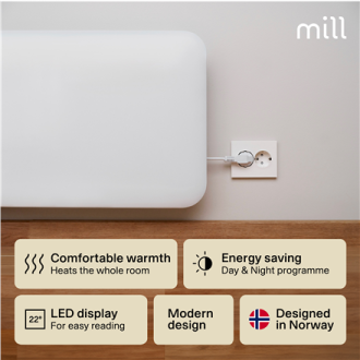 Mill | Heater | IB1200DN Steel | Panel Heater | 1200 W | Number of power levels 1 | Suitable for rooms up to 14-18 m | White | N Mill | Heater | IB1200DN Steel | Panel Heater | 1200 W | Number of power levels 1 | Suitable for rooms up to 14-18 m | White | N