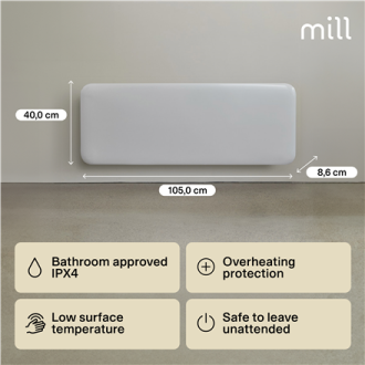 Mill | Heater | IB1200DN Steel | Panel Heater | 1200 W | Number of power levels 1 | Suitable for rooms up to 14-18 m | White | N Mill | Heater | IB1200DN Steel | Panel Heater | 1200 W | Number of power levels 1 | Suitable for rooms up to 14-18 m | White | N