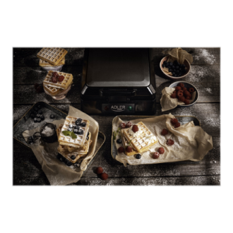 Adler | Waffle maker | AD 3036 | 1500 W | Number of pastry 4 | Belgium | Black Adler | Waffle maker | AD 3036 | 1500 W | Number of pastry 4 | Belgium | Black