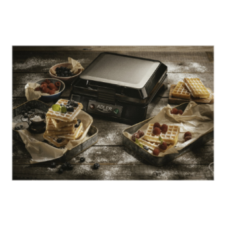 Adler | Waffle maker | AD 3036 | 1500 W | Number of pastry 4 | Belgium | Black Adler | Waffle maker | AD 3036 | 1500 W | Number of pastry 4 | Belgium | Black