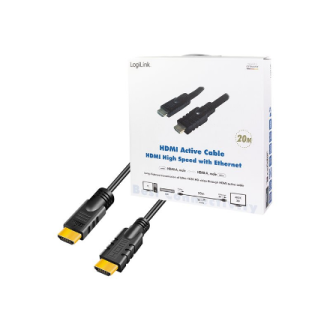 Logilink, CHA0020, 20m, Active, HDMI cable, type A male, - HDMI type A male, black. | Logilink | HDMI to HDMI | 20 m Logilink, CHA0020, 20m, Active, HDMI cable, type A male, - HDMI type A male, black. | Logilink | HDMI to HDMI | 20 m