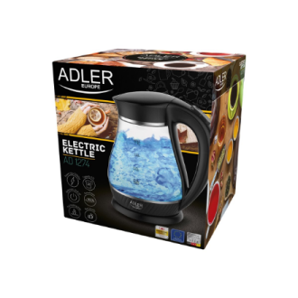Adler | Kettle | AD 1274 | Standard | 2200 W | 1.7 L | Plastic/Glass | 360 rotational base | Black/ transparent Adler | Kettle | AD 1274 | Standard | 2200 W | 1.7 L | Plastic/Glass | 360 rotational base | Black/ transparent