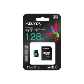 ADATA | Premier Pro | UHS-I U3 | 128 GB | micro SDXC | Flash memory class 10 | with Adapter ADATA | Premier Pro | UHS-I U3 | 128 GB | micro SDXC | Flash memory class 10 | with Adapter