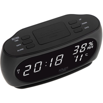 Adler | Clock with Thermometer | AD 1186 | Black Adler | Clock with Thermometer | AD 1186 | Black