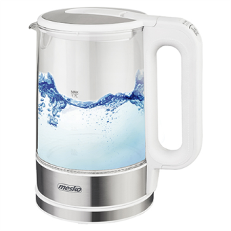 Mesko | Kettle | MS 1301w | Electric | 1850 W | 1.7 L | Glass/Stainless steel | 360 rotational base | White