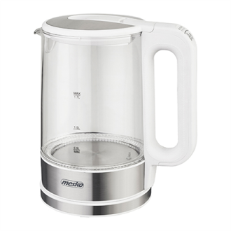 Mesko | Kettle | MS 1301w | Electric | 1850 W | 1.7 L | Glass/Stainless steel | 360 rotational base | White