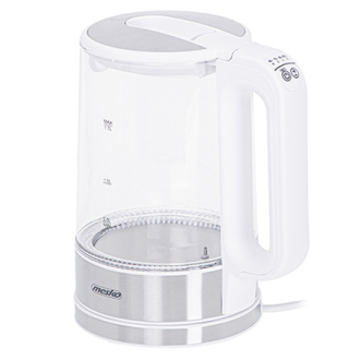 Mesko | Kettle | MS 1301w | Electric | 1850 W | 1.7 L | Glass/Stainless steel | 360 rotational base | White