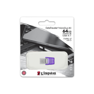 Kingston | DataTraveler | DT Micro Duo 3C | 64 GB | USB Type-C and Type-A | Purple Kingston | DataTraveler | DT Micro Duo 3C | 64 GB | USB Type-C and Type-A | Purple