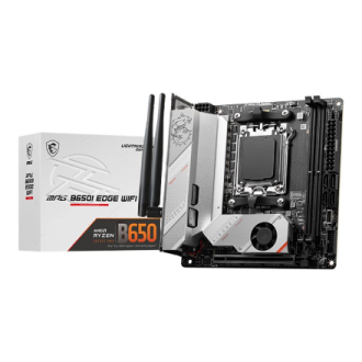 MSI | MPG B650I EDGE WIFI | Processor family AMD | Processor socket AM5 | DDR5 DIMM | Memory slots 2 | Supported hard disk drive MSI | MPG B650I EDGE WIFI | Processor family AMD | Processor socket AM5 | DDR5 DIMM | Memory slots 2 | Supported hard disk drive