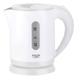 Adler | Kettle | AD 1371w | Electric | 850 W | 0.8 L | Stainless steel/Polypropylene | 360 rotational base | White Adler | Kettle | AD 1371w | Electric | 850 W | 0.8 L | Stainless steel/Polypropylene | 360 rotational base | White