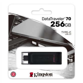 Kingston | USB Flash Drive | DataTraveler 70 | 256 GB | USB 3.2 Gen 1 Type-C | Black Kingston | USB Flash Drive | DataTraveler 70 | 256 GB | USB 3.2 Gen 1 Type-C | Black