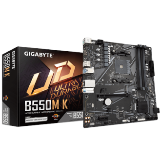 Gigabyte | B550M K 1.0 M/B | Processor family AMD | Processor socket AM4 | DDR4 DIMM | Memory slots 4 | Supported hard disk driv Gigabyte | B550M K 1.0 M/B | Processor family AMD | Processor socket AM4 | DDR4 DIMM | Memory slots 4 | Supported hard disk driv