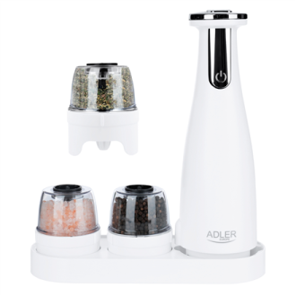 Adler | Electric Salt and pepper grinder | AD 4449w | Housing material ABS plastic | 7 W | Lithium | Matte White Adler | Electric Salt and pepper grinder | AD 4449w | Housing material ABS plastic | 7 W | Lithium | Matte White