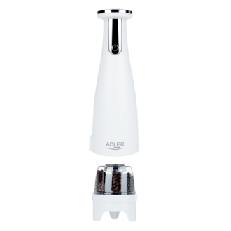 Adler | Electric Salt and pepper grinder | AD 4449w | Housing material ABS plastic | 7 W | Lithium | Matte White Adler | Electric Salt and pepper grinder | AD 4449w | Housing material ABS plastic | 7 W | Lithium | Matte White