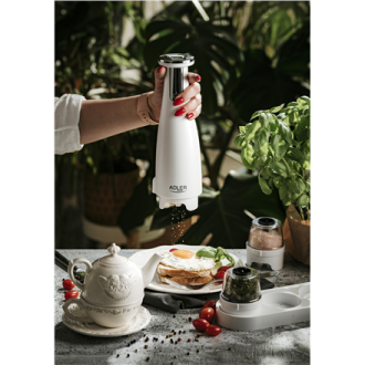 Adler | Electric Salt and pepper grinder | AD 4449w | Housing material ABS plastic | 7 W | Lithium | Matte White Adler | Electric Salt and pepper grinder | AD 4449w | Housing material ABS plastic | 7 W | Lithium | Matte White