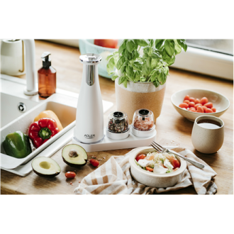 Adler | Electric Salt and pepper grinder | AD 4449w | Housing material ABS plastic | 7 W | Lithium | Matte White Adler | Electric Salt and pepper grinder | AD 4449w | Housing material ABS plastic | 7 W | Lithium | Matte White