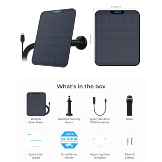 Reolink | Solar Panel 2 | Solar charger for video cameras | IP65 Reolink | Solar Panel 2 | Solar charger for video cameras | IP65