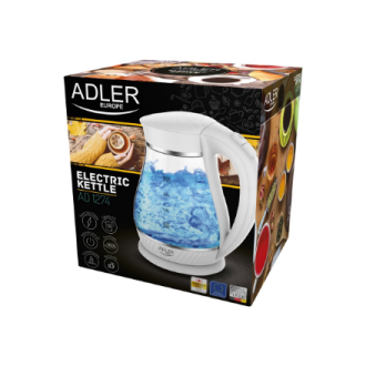 Adler | Kettle | AD 1274 | Electric | 2200 W | 1.7 L | Polypropylene/Glass | 360 rotational base | White