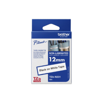 Brother TZe-N231 Labelling Tape Cassette Black on White, 12mm wide, 8m long Brother