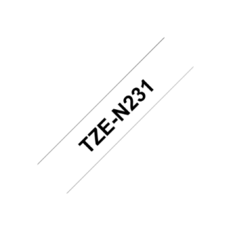 Brother TZe-N231 Labelling Tape Cassette Black on White, 12mm wide, 8m long Brother
