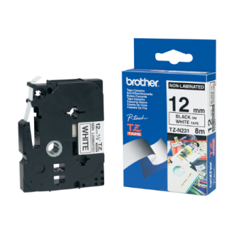 Brother TZe-N231 Labelling Tape Cassette Black on White, 12mm wide, 8m long Brother