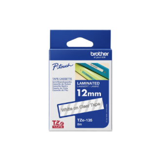 Brother | TZe-135 Laminated Tape | White on Clear | TZe | 8 m | 1.2 cm Brother | TZe-135 Laminated Tape | White on Clear | TZe | 8 m | 1.2 cm