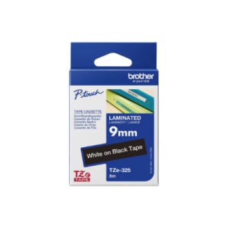 Brother | TZe-325 Laminated Tape | White on Black | TZe | 8 m | 9 cm Brother | TZe-325 Laminated Tape | White on Black | TZe | 8 m | 9 cm