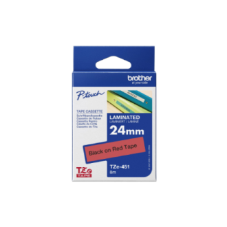 Brother | TZe-451 Laminated Tape | Black On Red | TZe | 8 m | 2.4 cm Brother | TZe-451 Laminated Tape | Black On Red | TZe | 8 m | 2.4 cm