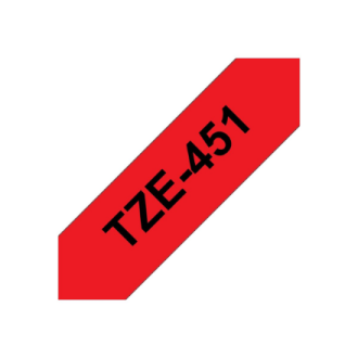 Brother | TZe-451 Laminated Tape | Black On Red | TZe | 8 m | 2.4 cm Brother | TZe-451 Laminated Tape | Black On Red | TZe | 8 m | 2.4 cm
