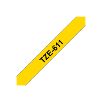 Brother | TZe-611 Laminated Tape | Black on Yellow | TZe | 8 m | 6 cm Brother | TZe-611 Laminated Tape | Black on Yellow | TZe | 8 m | 6 cm
