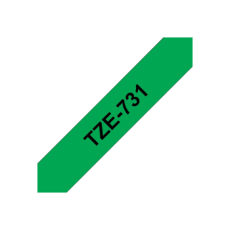 Brother | TZe-731 Laminated Tape | Black on Green | TZe | 8 m | 1.2 cm