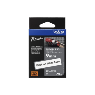 Brother | TZe-FX221 Flexible ID Laminated Tape | Black on White | TZe | 8 m | 0.9 cm Brother | TZe-FX221 Flexible ID Laminated Tape | Black on White | TZe | 8 m | 0.9 cm