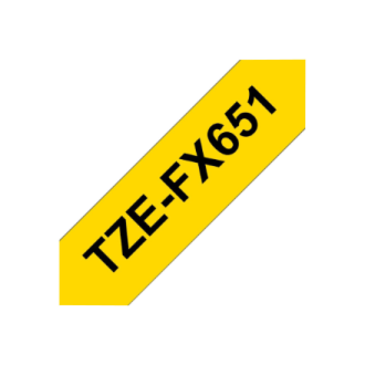 Brother | TZe-FX651 Flexible ID Laminated Tape | Black on Yellow | TZe | 8 m | 2.4 cm Brother | TZe-FX651 Flexible ID Laminated Tape | Black on Yellow | TZe | 8 m | 2.4 cm